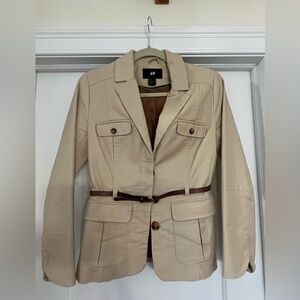 H&M Cream Blazer with Belt and Notched Lapel